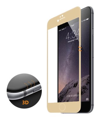 Microsonic iPhone 6S Kavisli Temperli Cam Ekran Koruyucu Film Gold