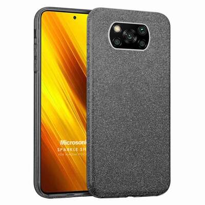 Microsonic Xiaomi Poco X3 Pro Kılıf Sparkle Shiny Siyah