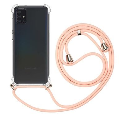 Microsonic Samsung Galaxy A71 Kılıf Neck Lanyard Rose Gold