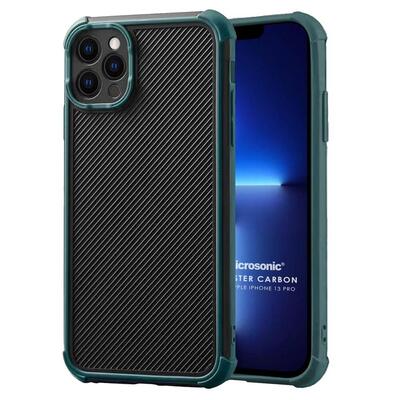 Microsonic Apple iPhone 13 Pro Kılıf Chester Carbon Koyu Yeşil