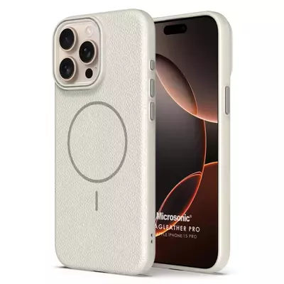 Microsonic Apple iPhone 15 Pro Kılıf MagLeather Pro Bej