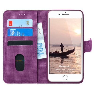 Microsonic Apple iPhone SE 2020 Kılıf Fabric Book Wallet Mor