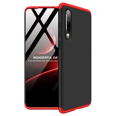 Microsonic Huawei P30 Kılıf Double Dip 360 Protective AYS Siyah Kırmızı