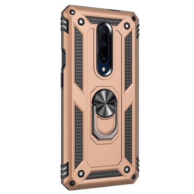 Microsonic OnePlus 7 Pro Kılıf Military Ring Holder Gold