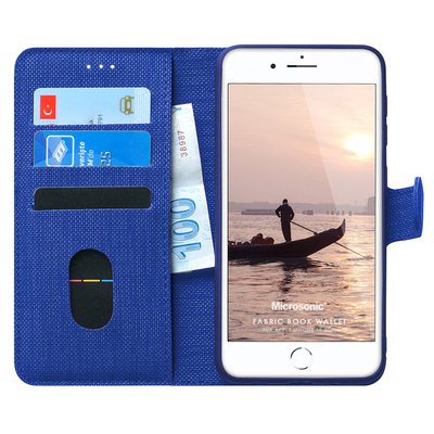 Microsonic Apple iPhone SE 2020 Kılıf Fabric Book Wallet Lacivert