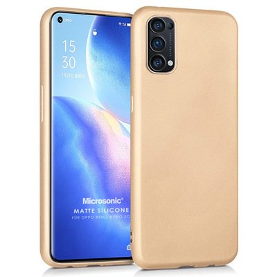 Microsonic Oppo Reno 5 Pro 5G Kılıf Matte Silicone Gold