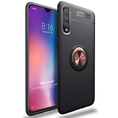 Microsonic Xiaomi Mi 9 SE Kılıf Kickstand Ring Holder Siyah Rose