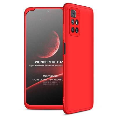 Microsonic Xiaomi Redmi Note 11 4G Kılıf Double Dip 360 Protective AYS Kırmızı