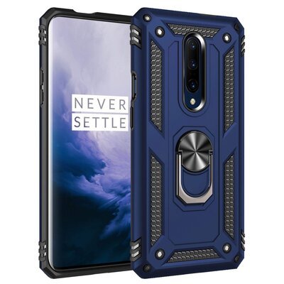 Microsonic OnePlus 7 Pro Kılıf Military Ring Holder Lacivert