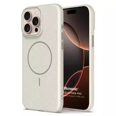 Microsonic Apple iPhone 15 Pro Max Kılıf MagLeather Pro Bej