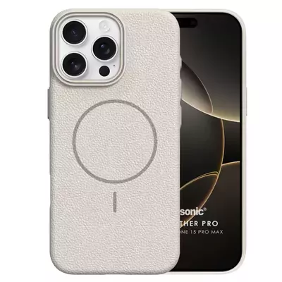 Microsonic Apple iPhone 15 Pro Max Kılıf MagLeather Pro Bej