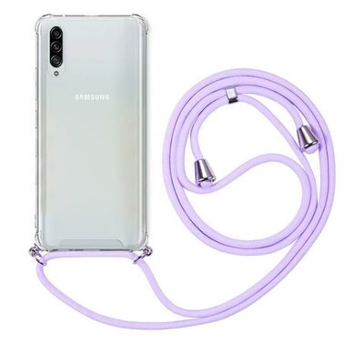 Microsonic Samsung Galaxy A50 Kılıf Neck Lanyard Lila