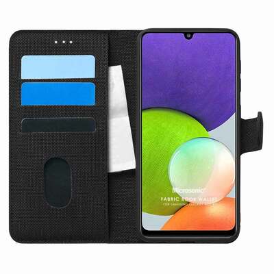 Microsonic Samsung Galaxy M32 4G Kılıf Fabric Book Wallet Siyah