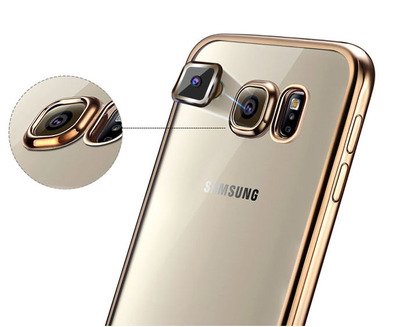 Microsonic Samsung Galaxy S6 Kılıf Skyfall Transparent Clear Gold