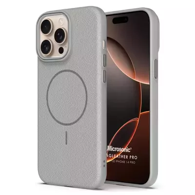 Microsonic Apple iPhone 14 Pro Kılıf MagLeather Pro Gri