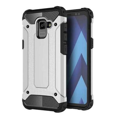 Caseup Samsung Galaxy A8 Plus 2018 Kılıf Tank Gümüş