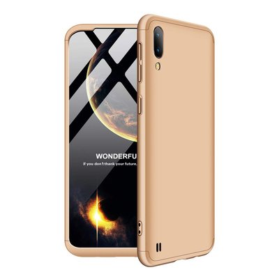 Microsonic Samsung Galaxy M10 Kılıf Double Dip 360 Protective AYS Gold