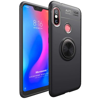 Microsonic Xiaomi Mi A2 Kılıf Kickstand Ring Holder Siyah