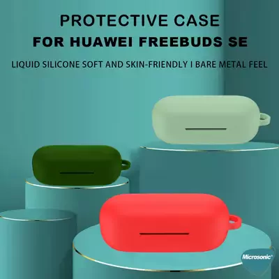 Microsonic Huawei FreeBuds SE Kılıf Askılı Mat Silikon Siyah