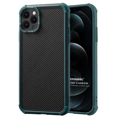 Microsonic Apple iPhone 12 Pro Max Kılıf Chester Carbon Koyu Yeşil