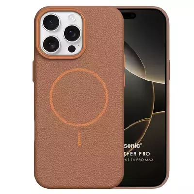 Microsonic Apple iPhone 14 Pro Max Kılıf MagLeather Pro Kahverengi