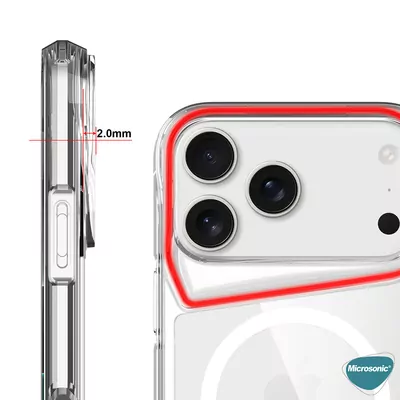 Microsonic Apple iPhone 17 Pro Kılıf MagSafe Trex Bumper Şeffaf