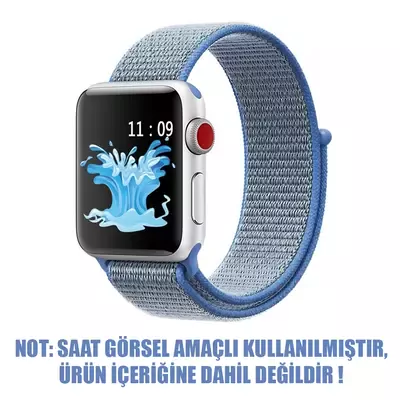 Microsonic Apple Watch Series 1 42mm Hasırlı Kordon Woven Sport Loop Tahoe Blue