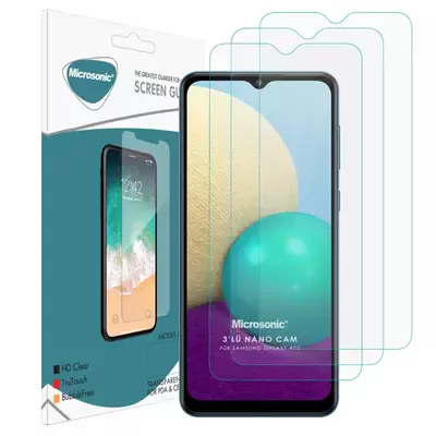 Microsonic Samsung Galaxy A02 Screen Protector Nano Glass Cam Ekran Koruyucu (3'lü Paket)