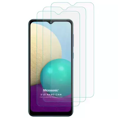 Microsonic Samsung Galaxy A02 Screen Protector Nano Glass Cam Ekran Koruyucu (3'lü Paket)