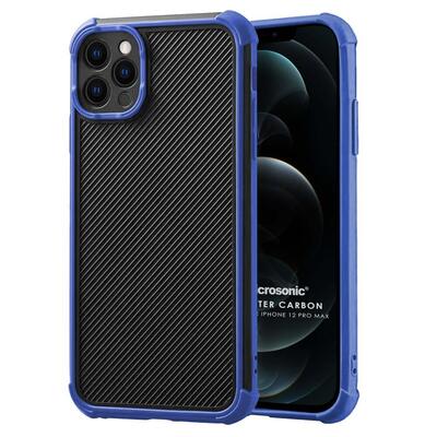 Microsonic Apple iPhone 12 Pro Max Kılıf Chester Carbon Lacivert