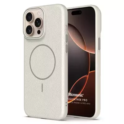 Microsonic Apple iPhone 14 Pro Max Kılıf MagLeather Pro Bej
