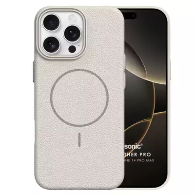 Microsonic Apple iPhone 14 Pro Max Kılıf MagLeather Pro Bej