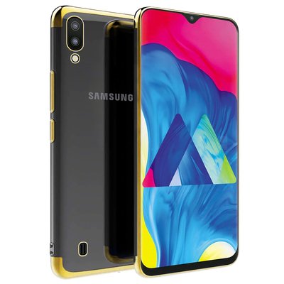 Microsonic Samsung Galaxy M10 Kılıf Skyfall Transparent Clear Gold