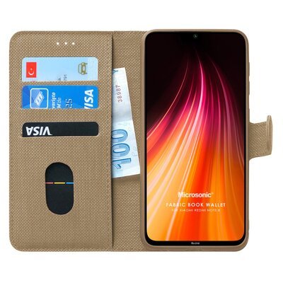 Microsonic Xiaomi Redmi Note 8 Kılıf Fabric Book Wallet Gold