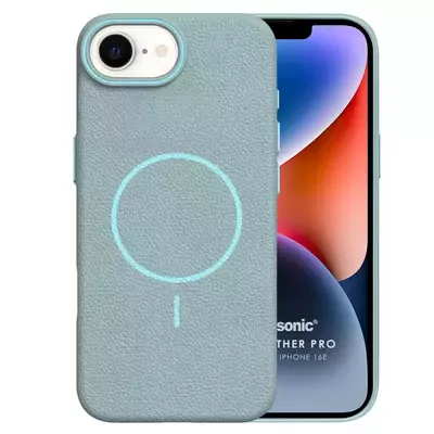 Microsonic Apple iPhone 16e Kılıf MagLeather Pro Mavi