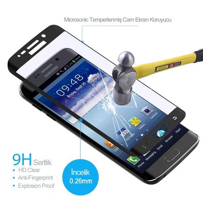 Microsonic HTC 10 Kavisli Temperli Cam Ekran Koruyucu Film Siyah