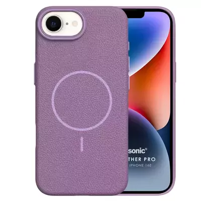 Microsonic Apple iPhone 16e Kılıf MagLeather Pro Lila