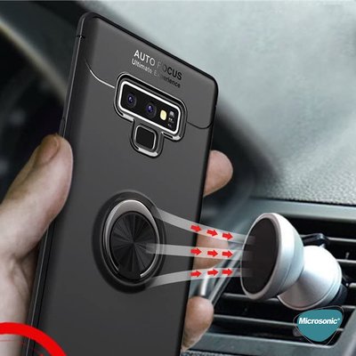 Microsonic Samsung Galaxy Note 9 Kılıf Kickstand Ring Holder Kırmızı