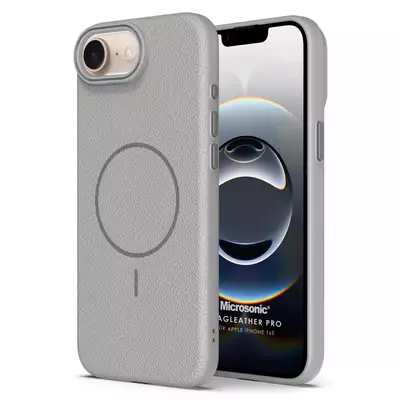 Microsonic Apple iPhone 16e Kılıf MagLeather Pro Gri