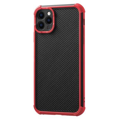 Microsonic Apple iPhone 12 Pro Kılıf Chester Carbon Kırmızı