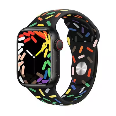 Microsonic Apple Watch Series 9 41mm Silikon Kordon V2 Pride Edition Siyah