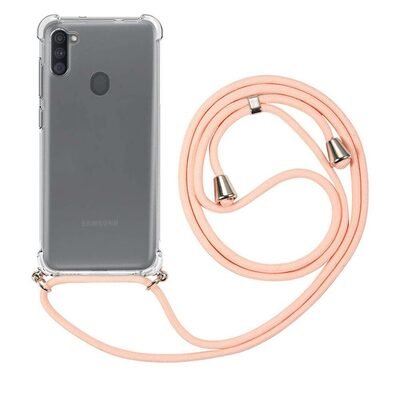 Microsonic Samsung Galaxy M11 Kılıf Neck Lanyard Rose Gold