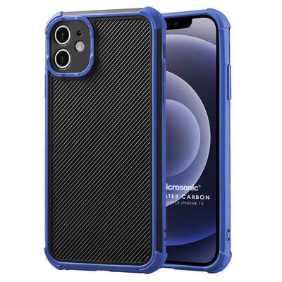 Microsonic Apple iPhone 12 Kılıf Chester Carbon Lacivert