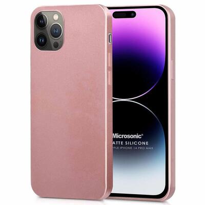 Microsonic Apple iPhone 14 Pro Max Kılıf Matte Silicone Rose Gold