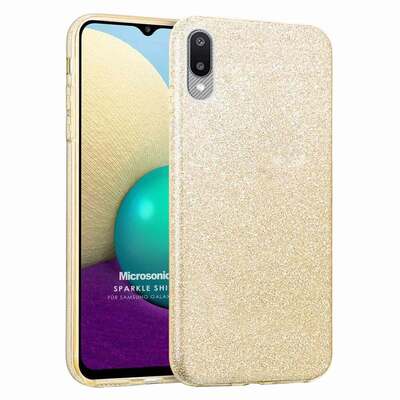 Microsonic Samsung Galaxy A02 Kılıf Sparkle Shiny Gold