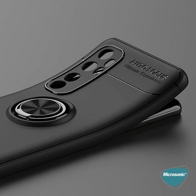 Microsonic Xiaomi Mi Note 10 Lite Kılıf Kickstand Ring Holder Kırmızı