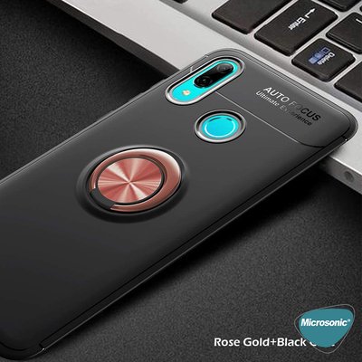 Microsonic Huawei Honor 10 Lite Kılıf Kickstand Ring Holder Kırmızı