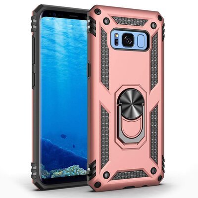 Microsonic Samsung Galaxy S8 Plus Kılıf Military Ring Holder Rose Gold