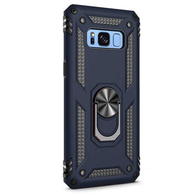 Microsonic Samsung Galaxy S8 Plus Kılıf Military Ring Holder Lacivert