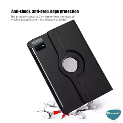 Microsonic Xiaomi Pad 6 Kılıf 360 Rotating Stand Deri Pembe